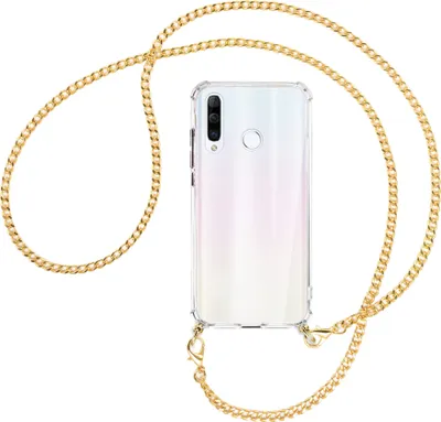 Produktbild von Handykette Backcover-Schutzhülle mit Band (Metall goldfarben) für Huawei P30 Lite - goldfarbene Kette