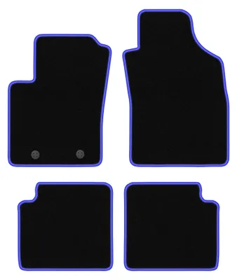 Obrázek produktu pro Velurové autokoberce pro: Fiat 500 2007-2013 (kabriolet/hatchback) – sada 4 ks, černo-modré, na míru – Wielganizator CARLUX
