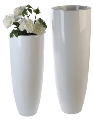 Produktbild von Gilde Übertopf XXL, "Konus", Fiberglas, Poly, weiß, VE 1, H. 90 cm, D. 36 cm 79358 4001250793588