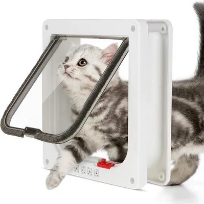 Produktbild von Famanu Katzenklappe Transparent 2-Wege - Einfach zu installieren für alle Haustiere