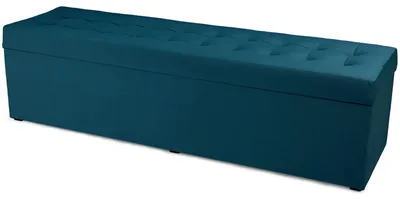 Produktbild von MG Design Polsterhocker Blau 45x160 cm - Stauraum 190L, bis 300 kg, samtig-weich mit Schimmer, pflegeleicht, für Wohnzimmer & Flur