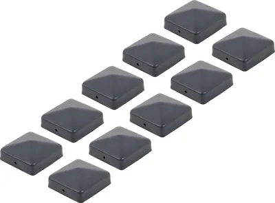 Immagine prodotto di Alberts 858421 Tappo per pali in legno, forma piatta, zincato blu, plastificato antracite, 70 x 70 mm, set da 10