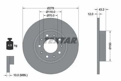 Obrázok produktu pre 2 brzdové kotúče Textar 278 mm vzadu pre Alfa Romeo 159 Brera Giulietta Spider