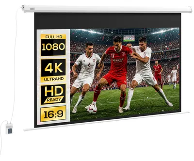 Produktbild von Beamer-Leinwand, Projektionsleinwand, 16:9, 84 Zoll, Fernbedienung, Motor