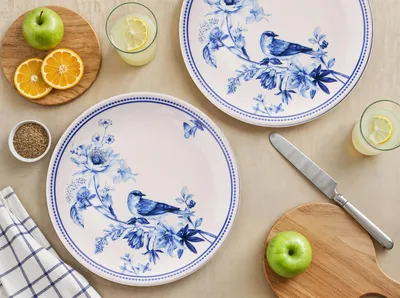 Image de Hermia Concept, ensemble de plats de service de haute qualité (6 pièces) en céramique à 100 %, bleu et blanc
