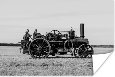 Produktbild von MuchoWow® Poster Traktor - Schwarz - Weiß - Bauernhof - Vintage 60x40 cm - Schlafzimmerdekoration