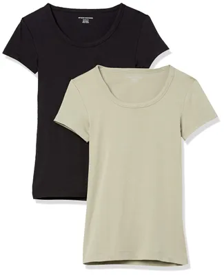 Produktbild von A. Essentials Damen Körpernahes Modal-T-Shirt Longshirt Basic Kurzarm mit Rundha