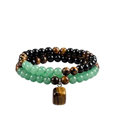 Produktbild von Spirituelle 70 cm Tigerauge Halskette mit Aventurin für Wohlstand und Reichtum - MONATTRA
