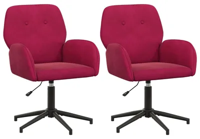 Image de vidaXL - 2 fauteuils pivotants, 54 x 55 x 90 cm, bordeaux, velours (V)