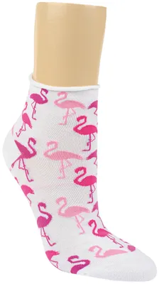 Produktbild von 6 Paar Flamingo Kurzsocken in weiß und pink Gr. 35/38