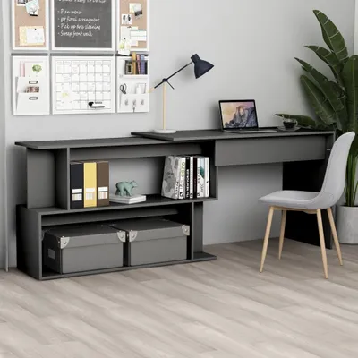 Image de Maison Exclusive - Bureau d'angle gris 200 x 50 x 76 cm, aggloméré