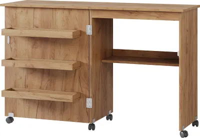 Produktbild von Nähtisch Vicco Carmen Eiche 118 x 77.5 cm mit 3 Regalfächer, Model 55379