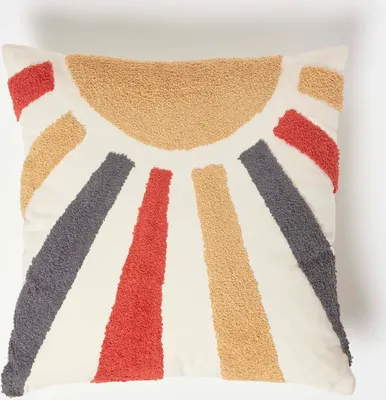 Produktbild von HOMESCAPES Tufted Kissen weiß-bunt 45 x 45 cm - Dekokissen Sonne