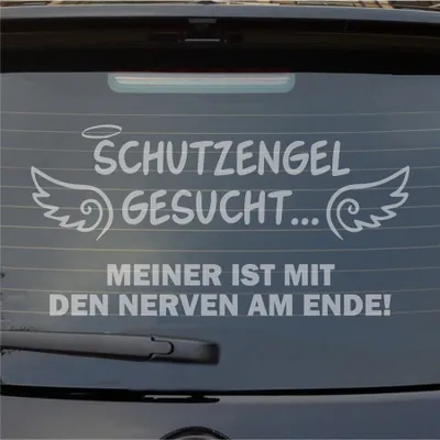 Produktbild von Heckscheibenaufkleber Schutzengel gesucht meiner ist am Ende Engel Nerven 54x27 cm Milchglas Auto Aufkleber Sticker