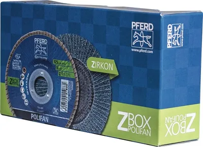 Obrázok produktu pre PFERD lamelový kotúč POLIFAN Z Ø 125 mm zrnitosť Z-40 kónický INOX oxid zirkoničito-hlinitý - 69300934
