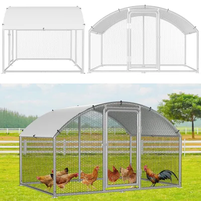 Produktbild von ISOISL Outdoor Hühnerstall 3 x 2 x 2 m, 6 m², Bogendach, 25-mm-Rahmen verzinkt, grünes Drahtgitter und weiße PE-Plane mit UV-Schutz für Geflügel