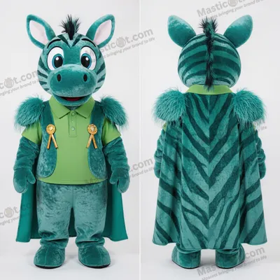 Produktbild von Türkisblauer MASTICOT Zebra-Maskottchen mit breiten Schultern