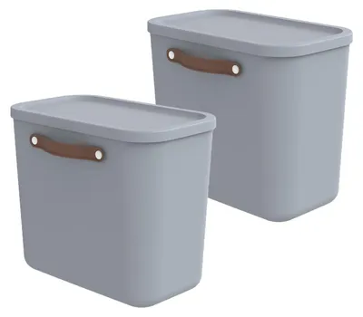 Produktbild von Rotho Aufbewahrungsbox 2er-Set 25L Maloja - Kunststoffbox 40 x 23,5 x 34 cm - Box mit Deckel - Stapelbox sicher verschließbar - Plastikbox