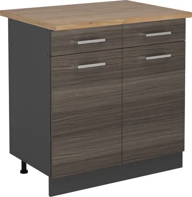 Produktbild von Küchenunterschrank Vicco R-Line Edelgrau 80 cm , AP Eiche, Model 53367