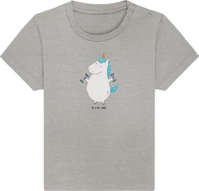 Produktbild von Mr. & Mrs. Panda  T-Shirt Einhorn Fitness 0. - 6. Monat - Heather Grey - Geschenk, Abnehmen, Fitnessstudio, Gym, Unicorn, Babyshirt, Einhörner, Kleinkind, Shirt, Sport