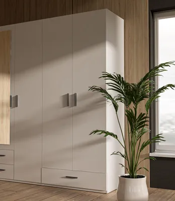 Produktbild von Forte TRAWEN Kleiderschrank 90, moderner Kleiderschrank, Flurschrank, Mehrzweckschrank, 2-türig, Schublade, Holzwerkstoff, Weiß, 88,9 cm breit x 210,5 cm hoch x 54,2 cm tief