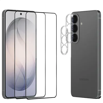 Produktbild von 2-Pack Samsung S26 Displayschutz & 2-Pack Linsenschutz - Gehärtetes Glas 9H - Super Qualität 3D