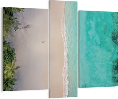 Produktbild von Bild auf Leinwand - Leinwandbild - 3 Teile - Strand Tropen Rand - 95x80cm - Wand Bild - Wanddeko - Wandbilder - Leinwanddruck - Bilder - Wanddekoration - Leinwand bilder - Wandbild - CB95x80-5000