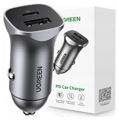 Immagine prodotto di Ugreen Cd130 Caricabatterie da auto Usb-A / Usb-C 30W - Grigio