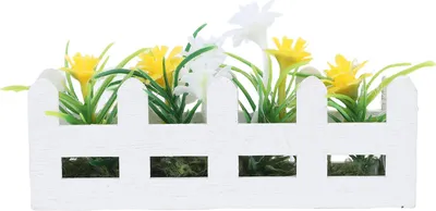 Produktbild von Puppenhaus Blumenbeet Hohe Simulation Miniatur Topfpflanze Gartendekoration Gelb Weiß