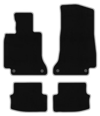 Produktbild von Fußmatten Automatten Velours Schwarz/Silber für Mercedes C W205 2015- Set 4-tlg