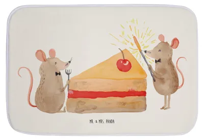 Produktbild von Mr. & Mrs. Panda Badezimmerteppich Mäuse Kuchen - Weiß - Geschenk, Hungrig, Geburtstag, Kuchenliebe, Badematte, Happy Birthday, duschmatte, Badezimmer Matte, Badvorleger