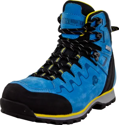 Produktbild von GUGGEN MOUNTAIN PM025 Damen Trekking-& Wanderstiefel Wanderschuhe Trekkingschuhe Outdoorschuhe wasserdicht mit Membran und Leder Farbe Blau-Gelb EU 36