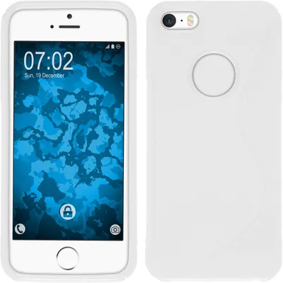 Produktbild von PhoneNatic Case kompatibel mit Apple iPhone SE 2016 (1.Gen) - weiß Silikon Hülle S-Style Logo + 2 Schutzfolien