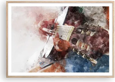 Produktbild von Gerahmtes Poster - Rahmen in heller Eiche - Gitarre Musik - 100x70 cm - Wand Bild - Wanddeko - Wandbilder - Kunstposter - Wandposter - Bilderrahmen - Bilder - Kunstdruck - Wandbild - P2NAA100x70-4000