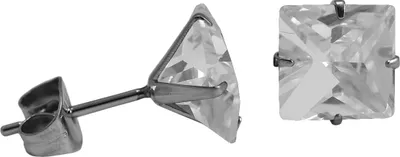 Produktbild von 316L Chirurgenstahl Ohrstecker mit Quadrat in verschiedenen Farben Größe - 3 mm Farbe - Transparent