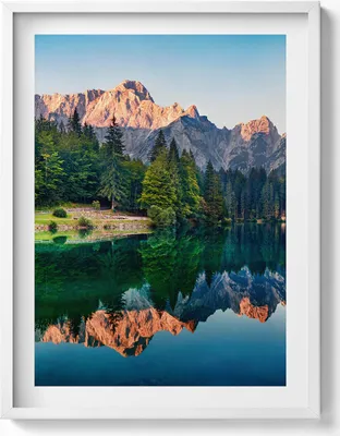Produktbild von Seelandschaft– Wandbild mit Rahmen – Gerahmtes Bild  – Wanddekoration – 60x80 cm –  Weiß Rahmen