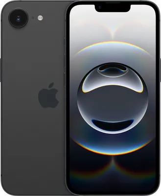 A black iPhone is shown from the front and back.