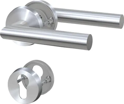 Produktbild von BASI - Rosetten-Drücker-Garnitur - ZB 3200 - Edelstahl - L-Form - Lochung: Profilzylinder - 7308-2208