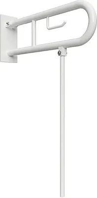 Produktbild von BELP Stützklappgriff in U-Form mit Standfuß & Toliettenpapierhalter Eisen Weiß mit Abdeckung 100x800x616 mm, 120 kg Traglast für Bad & WC >> zum Bohren