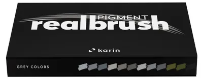Imagen del producto de Set de 12 rotuladores pincel Karin Realbrush en color gris