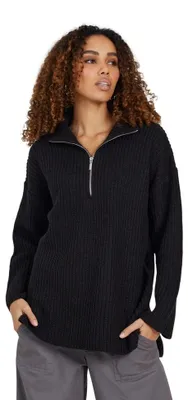Produktbild von Brave Soul - Pullover für Damen, Reißverschluss WH159 (XS) (Schwarz)