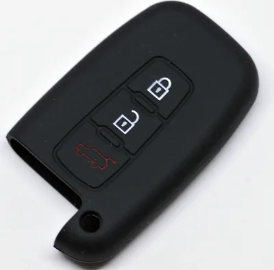 Produktbild von Auto Schlüssel Hülle Silikon Schutz Cover Schwarz kompatibel mit Hyundai Genesis Sonata KIA Optima Sportage 3 Tasten KEYLESS SMARTKEY
