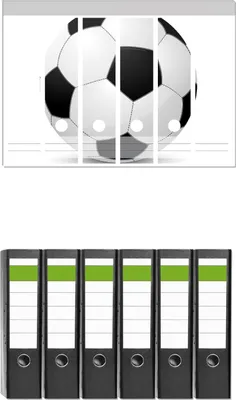 Produktbild von Wallario 6 Stück breite Ordner inkl. Klebeetiketten mit Motive Fußball klassisch vor weißem Hintergrund -  Set mit Rückenschildern / Ordnerrücken Stickern