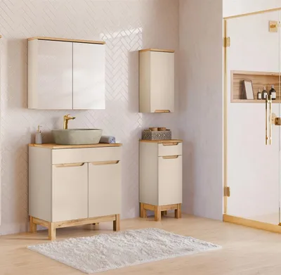 Produktbild von Badmöbel Set 4-tlg Badezimmerset DEVI Cashmere ohne Waschtisch