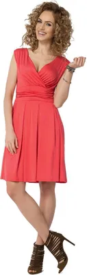 Immagine prodotto di Mini abito con scollo a V sovrapposto + abbigliamento premaman MAMA, corallo 2XL/3XL 44/46