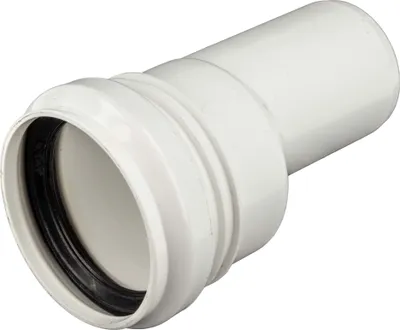 A white plastic pipe fitting with a rubber seal.