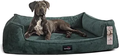 Produktbild von tierlando® Orthopädisches Hundebett FRANKLIN Kuscheliger Teddy-Stoff - Hundesofa - Größe: 130x100cm | Farbe: 38 Petrol