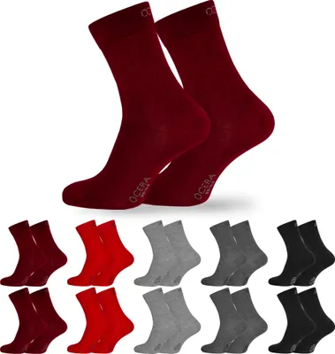 Produktbild von OCERA 10 Paar Socken für Damen & Herren Rot-Grau-Mix 35/38