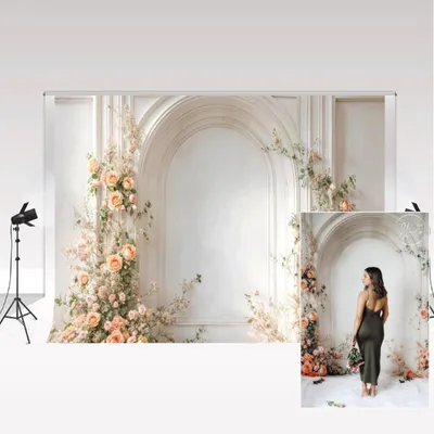 Zdjęcie produktu dla Tło fotograficzne 3x2m - Mikrofibra - Wiosenne kwiaty - Dekoracja na wesela