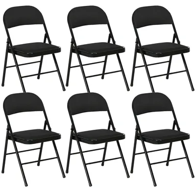 Produktbild von 6er-Set Klappstš¹hle mit gepolstertem Polyestersitz und Stahlrahmen, Schwarz